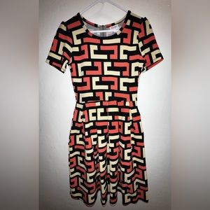 Patterned Lula Roe Amelia Dress with Pockets